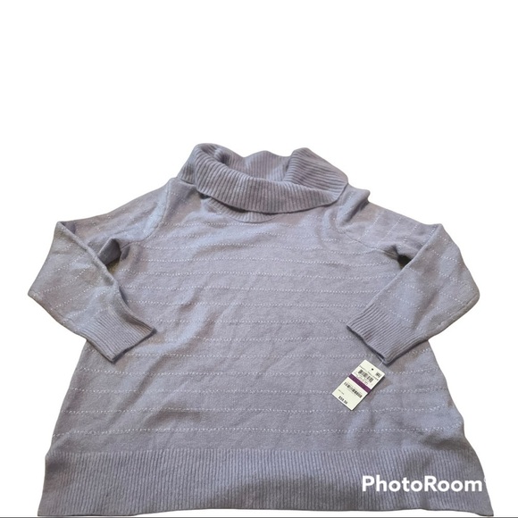 STYLE & Co Women's Lurex Cowl-Neck Sweater lilac - Picture 4 of 10